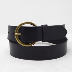 Mens Frye Black Leather Belt Brass Buckle Size Medium Western Casual